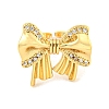 Brass Micro Pave Clear Cubic Zirconia Bowknot Open Cuff Ring for Women RJEW-M173-04A-G-2