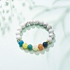Synthetic Howlite & Weathered Agate(Dyed) Round Beaded Stretch Bracelet BJEW-JB08399-01-2