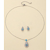 Brass Micro Pave Cubic Zirconia Pendant Necklaces & Stud Earrings Sets FS-WGE5CB1-01-1