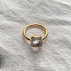 Square 304 Stainless Steel with Glass Finger Rings FS-WG8AAFA-13-1