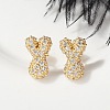 Brass Micro Pave Cubic Zirconia Stud Earrings EJEW-Z091-04G-Y-5