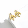 Brass Micro Pave Cubic Zirconia Stud Earrings EJEW-BB70421-4