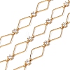 Handmade Brass Pave Clear Cubic Zirconia Rhombus Link Chains CHC-G027-01G-1