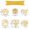 6 Pairs 6 Style Butterfly & Leaf & Tree of Life & Cat Claw Print & Music Note & Wave 316 Surgical Stainless Steel Stud Earrings for Women JE932A-3
