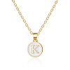 Alloy White Enamel Flat Round with Letter Pendant Necklaces FS-WG63565-11-1