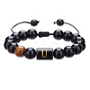 Adjustable Natural Tiger Eye and Glass Beaded Braided Bead Bracelets for Men Women FS-WGD7D76-21-1