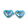 Flower Printed Opaque Acrylic Heart Beads SACR-S305-28-O02-2