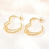 304 Stainless Steel Textured Wavy Wire Heart Shape Stud Earrings for Women SA-CBAB549-06G-3