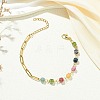 Cube Natural Tourmaline Beads Link Bracelets BJEW-JB13903-01-1