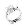 Triangle 925 Sterling Silver with Natural Moonstone Finger Rings FS-WGDF753-01-1