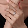 Rhodium Plated 925 Sterling Silver Micro Pave Moissanite Finger Rings for Women WGD6E9D-05-3