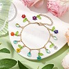 Glass Seed Beads & Acrylic Flower Charm Bracelets BJEW-MZ00094-2