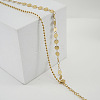 304 Stainless Steel Sequin Disc Link Chain & Ball Chain Double Layer Anklets for Women FS-WG0AA08-01-4