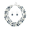 Resin Imitation Pearl Round Beaded Multilayer Necklaces & Dangle Earrings Sets WG4EAB6-03-2