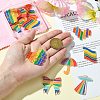 14Pcs 7 Shapes Rainbow Style Printed Acrylic Glitter Powder Pendants OACR-CJ0001-93-4
