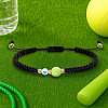 1Pc Sport Theme Acylic & Alloy Braided Bead Bracelets BJEW-LP0003-23E-3