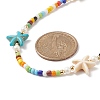 Colorful Synthetic Turquoise Starfish & Shell Pearl & Glass Seed Beaded Necklace for Women NJEW-TA00044-5