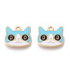 Light Gold Plated Alloy Kitten Pendants X-ENAM-T009-41A-2