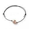 Energy Pearl Luster Plated Natural Agate Round Faceted Beads Bracelet BJEW-JB06749-05-4
