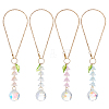 Teardrop Glass & Acrylic Flower Car Mirror Pendant Decorations HJEW-DR00051-1