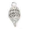 Brass Micro Pave Clear Cubic Zirconia Hollow Oval Connector Charms KK-A230-05A-S-1