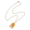 Natural Amber Rectangle Pendant 304 Stainless Steel Cable Chain Necklaces NJEW-JN05981-02-4