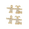 Brass Micro Pave Clear Cubic Zirconia Connector Charms KK-E068-VB334-2