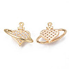 Brass Micro Cubic Clear Zirconia Pendants X-KK-R116-031-NF-2