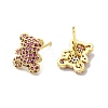 Cubic Zirconia Bear Stud Earrings EJEW-R150-17G-3