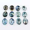Wolf Pattern Glass Oval Flatback Cabochons for DIY Projects GGLA-R022-25x18-51-1