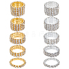 10Pcs 10 Styles Iron & Rhinestone Finger Rings for Women RJEW-UN0003-08-1