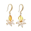 Natural Freshwater Pearl & Natural Amber Dangle Earrings EJEW-JE07368-3