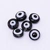 Flat Round Evil Eye Resin Beads RESI-WH0012-13A-1