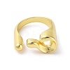 Brass Open Cuff Rings for Women RJEW-A035-03G-2