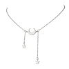 201 Stainless Steel Moon and Star Pendant Brass Cable Chain Necklaces NJEW-JN05787-2
