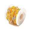 Brass Hexagonal Column Glass Seaded Beaded & Resin Round Beaded Link Chains CHC-G026-01H-3
