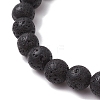 Natural Lava Rock Round Beads Stretch Bracelets BJEW-JB11489-3