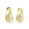 Teardrop Rack Plating Brass Cubic Zirconia Stud Earrings for Women EJEW-B047-02G-07-1