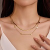 304 Stainless Steel Square Double Layered Necklaces for Women NJEW-U031-06G-3