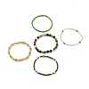 5Pcs 5 Style Natural Indian Agate & Synthetic Hematite & Glass Sead Beads Stretch Bracelets Set BJEW-JB07670-04-4