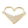 Valentine's Day Brass Micro Pave Clear Cubic Zirconia Heart Links Connector Charms KK-C263-15G-1