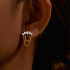 Moon 925 Sterling Silver Micro Pave Clear Cubic Zirconia Cartilage Earrings with Tassel Chains FS-WGA2317-05-1