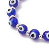Handmade Evil Eye Lampwork Round Beads Stretch Bracelets for Men Women BJEW-JB11986-4