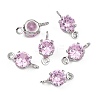 SHEGRACE Brass Pave Cubic Zirconia Flat Round Connector Charms XGRQ2O788-435B-P-2