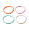 4Pcs 4 Colors Hanamade Polymer Clay Heishi Surfer Stretch Bracelets Set BJEW-JB07716-2