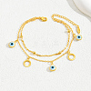 Fashionable and Elegant Brass Evil Eye Two Layer Multi-strand Anklets for Women LP7859-1