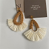 Teardrop with Fan Alloy Rattan Clip-on Earrings FS-WGFEF3F-03-1