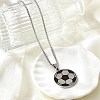 304 Stainless Steel Black Enamel Football Pendant Box Chain Necklaces NJEW-H055-05P-2