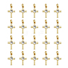 20Pcs Brass Micro Pave Cubic Zirconia Tiny Cross Charms KK-DC0001-85-1