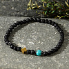 Natural Lava Rock Round Beaded Stretch Bracelets for Women Men ND3702-2